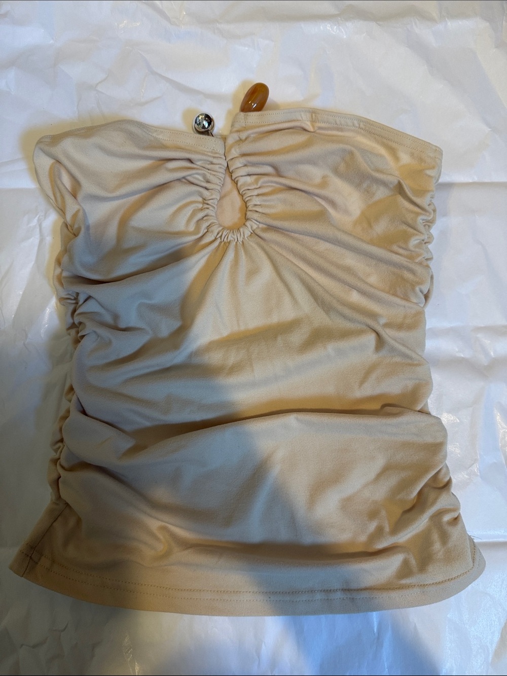 PacSun Beige Ruched Strapless Tube Top